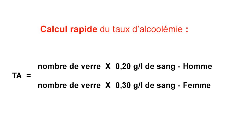 calcul taux d\'alcoolémie