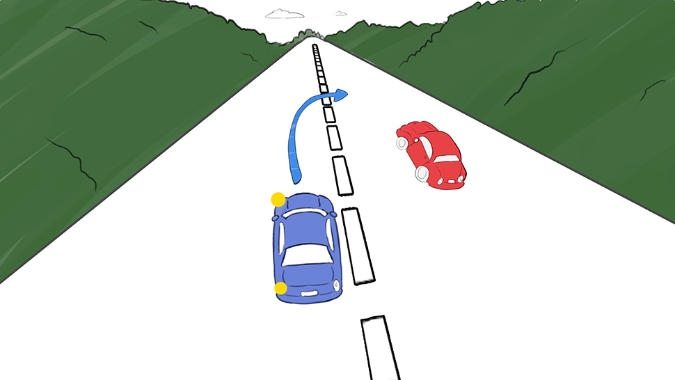 dépassement deux voitures