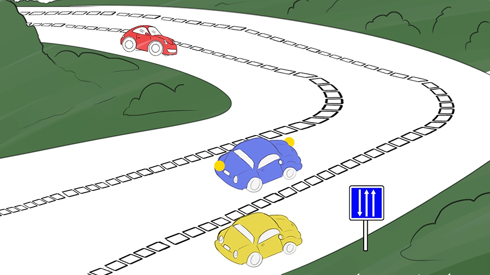 dépassement virage montagne