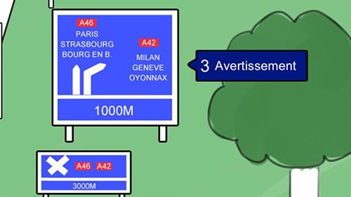 avertissement bifurcation autoroute