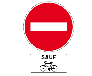 Sens interdit sauf vélos